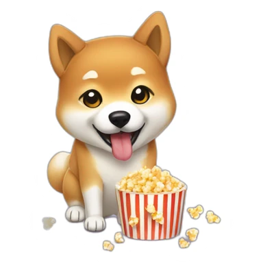 Shiba eating pop corn sticker