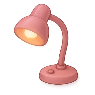 pink reading lamp with a warm glow, cute sticker