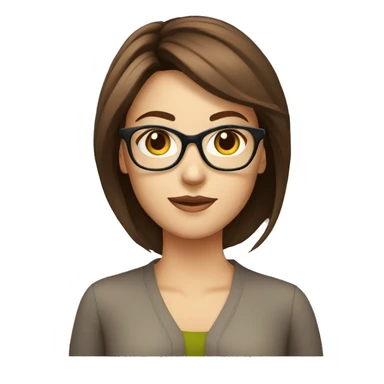 Beauty woman scientific straight brown hair glasses sticker