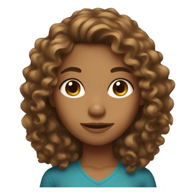 Tan skinned girl with  long brown curly hair  sticker