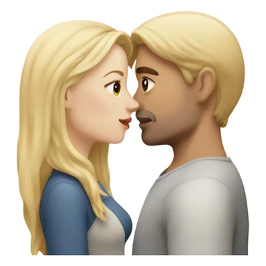 pale girl with brown hair kissing man with blonde hair sticker