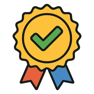 vector icon of a seal of trust with gold and colorful elements, elegant and minimalist flat design, isolated on white background, award badge style, 2D flat vector, trending icon look, soft shadows, no text, perfect for commercial use, icon style, variation 2 sticker