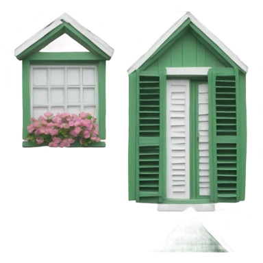 Small pink beach cottage green shutters sticker