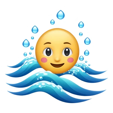 emoji of the sea, calm blue waves, sparkling water, isolated on white background, soft shadows, high detail, playful and cute. sticker