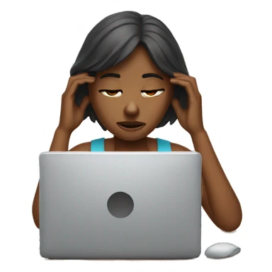 Girl on computer and exhausted  sticker