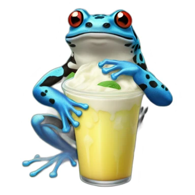Poison dart Frog queen sitting on lilly pad drinking a milkshake sticker