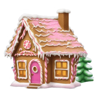 Gingerbread house with pink door and snow sticker