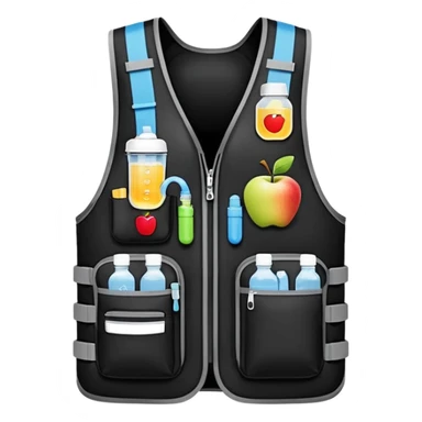 running vest designed for hydration and carrying small items, shown on its own, no person, apple emoji style sticker
