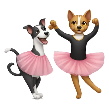 a dog and a cat dancing ballarina sticker