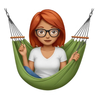 une femme avec les cheveux rouge et des lunettes qui se repose dans un hamac sticker