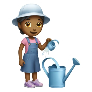 girl with watering can sticker