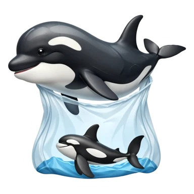 orca stuck in plastic waste bag sticker
