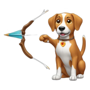 dog shooting an arrow sticker