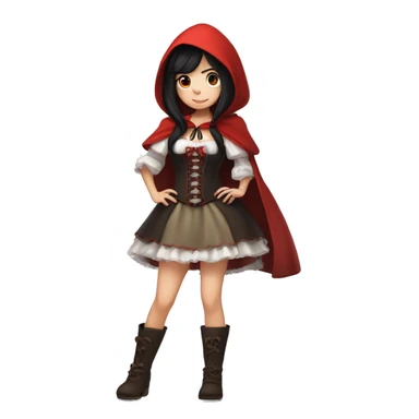 Little Red Riding Hood straight black hair corset and dress full body pose non-chibi sticker