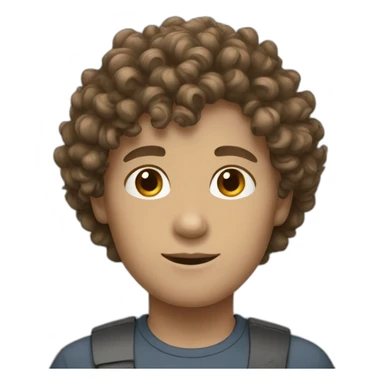 white boy short curly brown hair sticker
