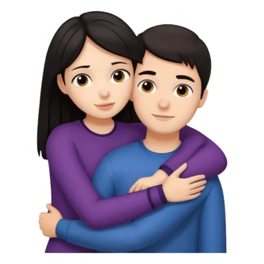 Dark hair girl hugging brunette boy sticker
