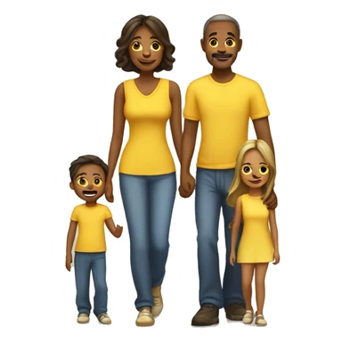 Yellow family of Mom and dad with son and daughter  sticker