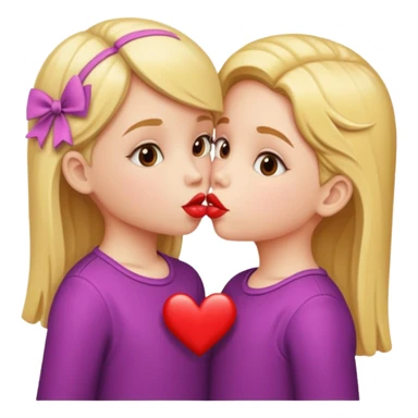 two little gals kissing on the lips sticker
