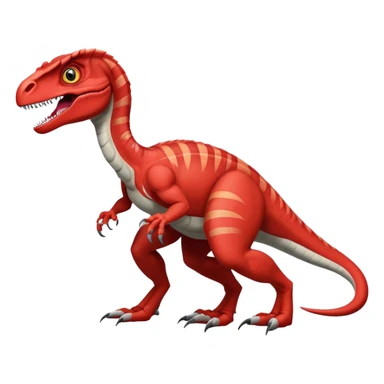 Red velociraptor with 2 legs 2 arms and 1 tail sticker