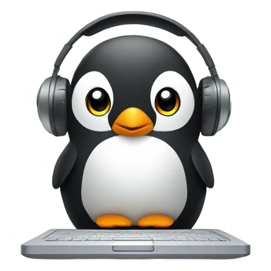 penguin with laptop & headphone sticker