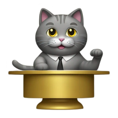 cat secretary sitting on top of the gold cloud sticker
