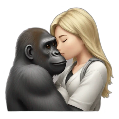 Harambe kissing a Japanese girl sticker