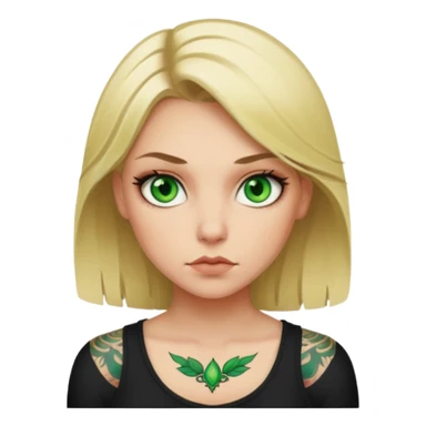 Mean. Attitude. Blonde girl. Green eyes.  Tattoos sticker