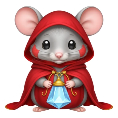 baby grey mouse, in magic red cloak sticker