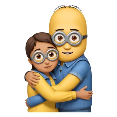 Huging a friend for minions sticker