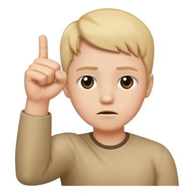 😔 use this emoji but make him have an arm up with a fist sticker