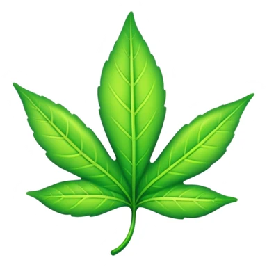 A neon green leaf emoji, iPhone emoji style, glossy and smooth, cartoonish, vibrant neon green color, high detail, simple and cute design, isolated on white background, centered c

 sticker