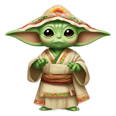 baby yoda wearing traditional mexican clothing sticker