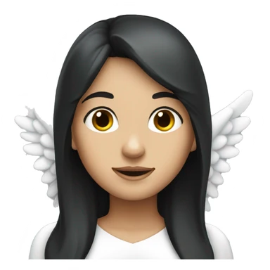 A white female angel with black hair sticker