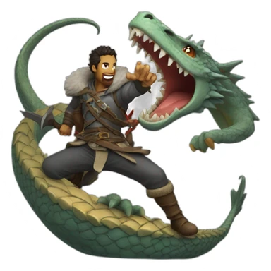 adventurer fighting a dragon sticker