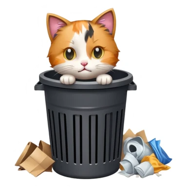 Kitty in a trash can sticker