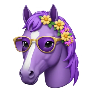 Purple horse wearing sunglasses and flowers on hair
 sticker