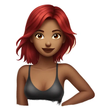 short dark and red hair reflection beauty girl on the beached  sticker