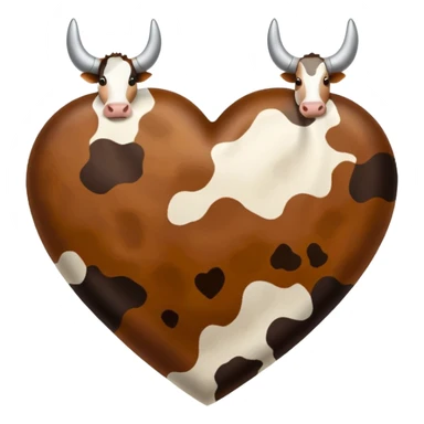 Cow print brown  heart sticker