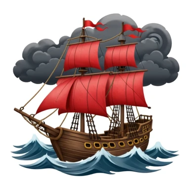 pirate sailing a ship in strome sea background sticker