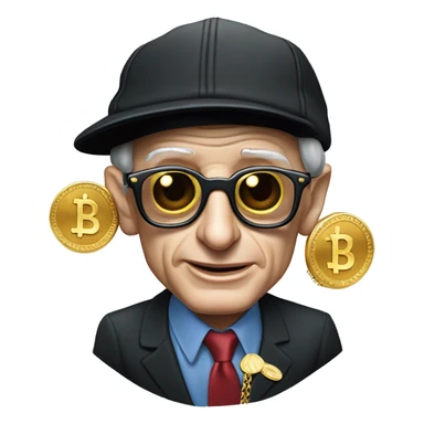 Steven hawking where a baseball cap to the side with sunglasses and a gold dollar sign chain  sticker