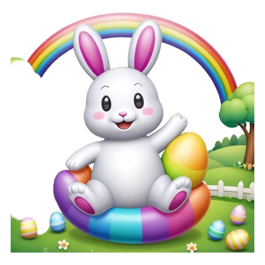 easter rainbow inflatable bouncy bunny sticker