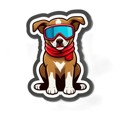Dog wearing a ski mask sticker