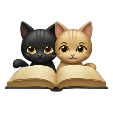 Beige and black cats reading book sticker