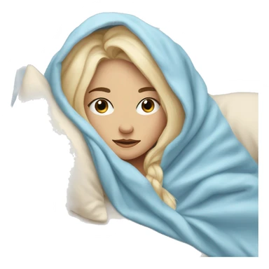 pastel blue blonde girl covered in blankets and lying on a pillow sticker