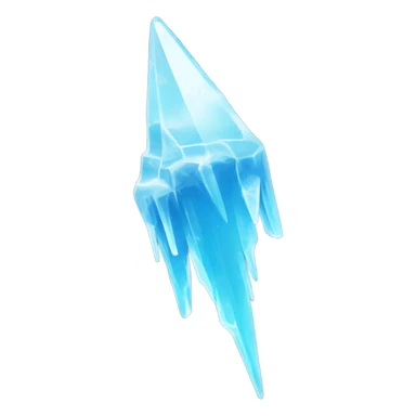 A tall, sharp spike of ice rising from the ground, made of clear, jagged ice shards with a frosty blue glow, surrounded by drifting snowflakes. sticker