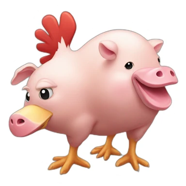 a chicken riding a pig sticker