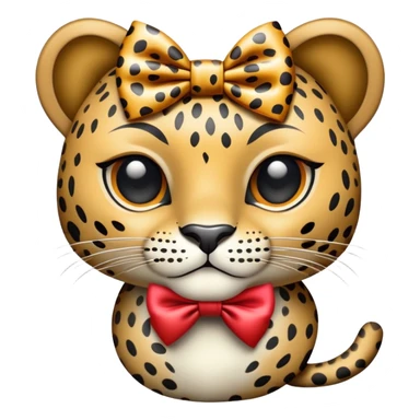 Leopard wearing a bow sticker