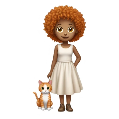 curly haired girl holding her orange streaks cat sticker
