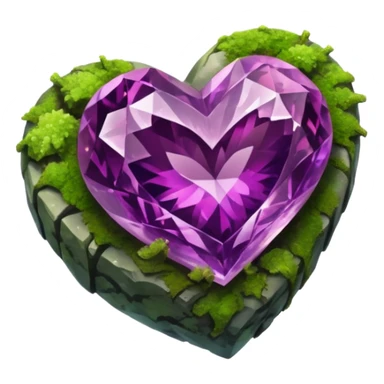 mossy heart shaped natural colorful crystal purplish rock sticker