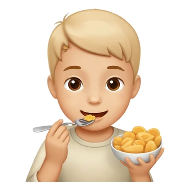 child eating with small bites, happy and friendly sticker